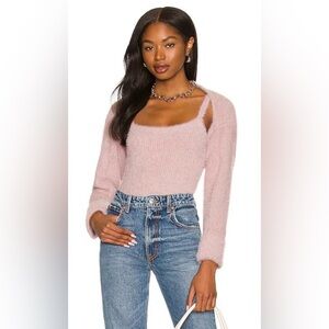 ASTR the Label Lavender Fuzzy Sweater Cami and Cardigan 2 Pc Set Medium